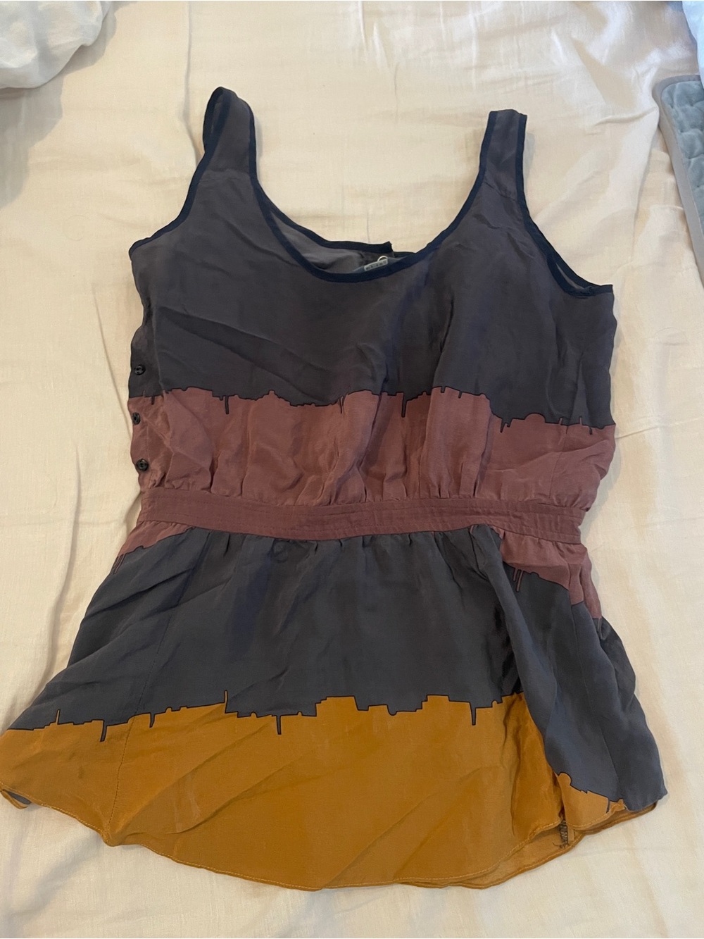 Vena Cava Navy, Mauve and Mustard Colorblock Sleeveless Tank - Picture 2 of 5